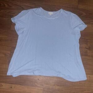 J.Jill Blue Linen Cold Shoulder Short Sleeve Stretch Blouse Top Casual